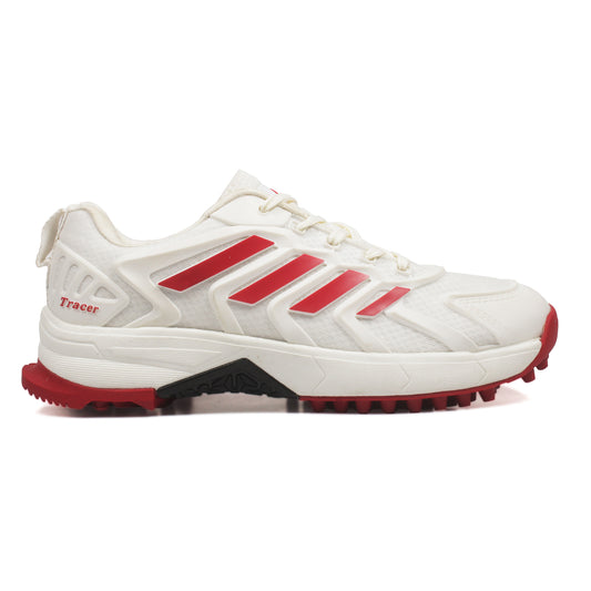 Tracer Shoes | White Red | Cricket Shoes