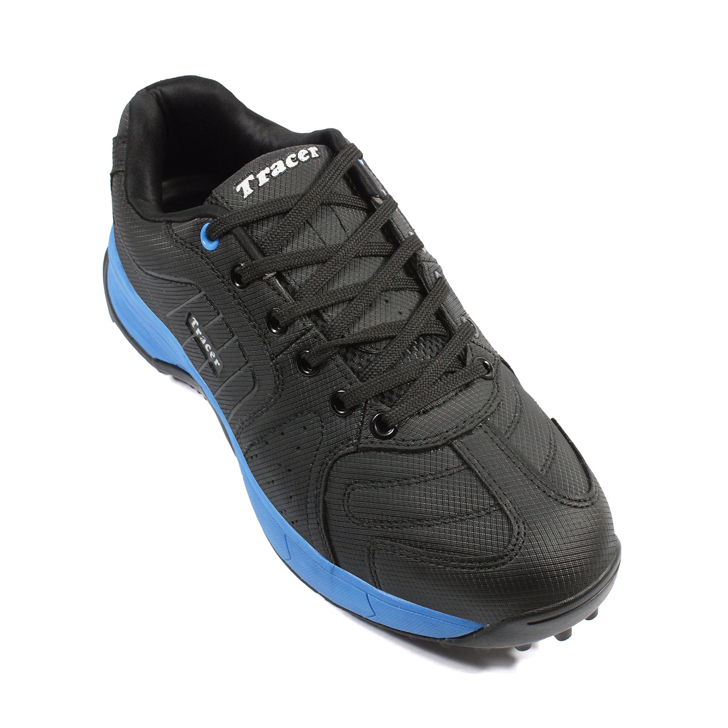 Tracer Shoes | Black Blue | Kids Cricket Shoe