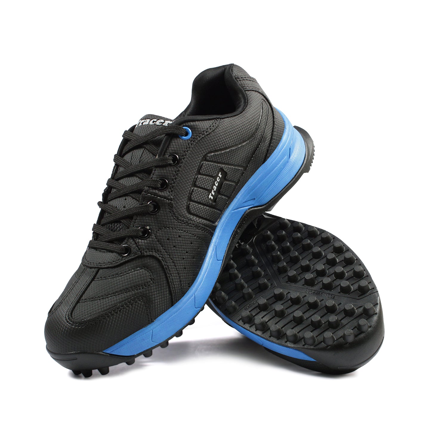 Tracer Shoes | Black Blue | Kids Cricket Shoe