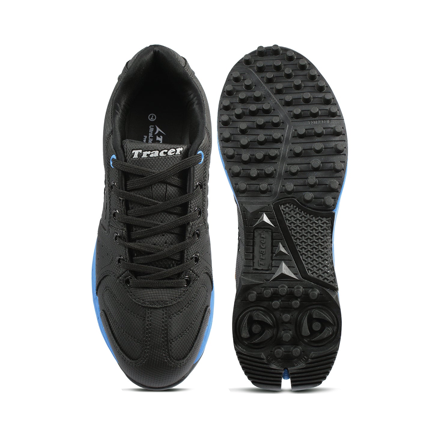 Tracer Shoes | Black Blue | Kids Cricket Shoe