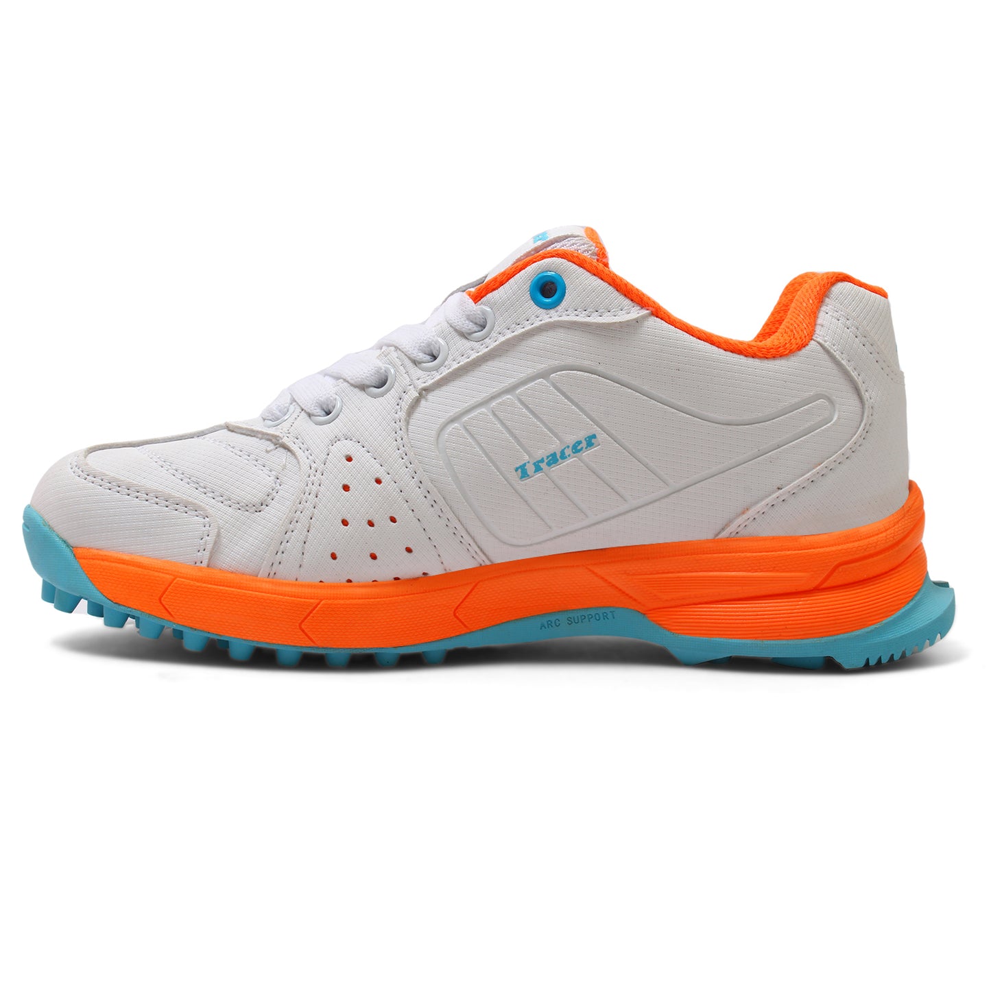 Tracer Shoes | White Orange | Kids Cricket Shoe