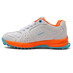 Tracer Shoes | White Orange | Kids Cricket Shoe