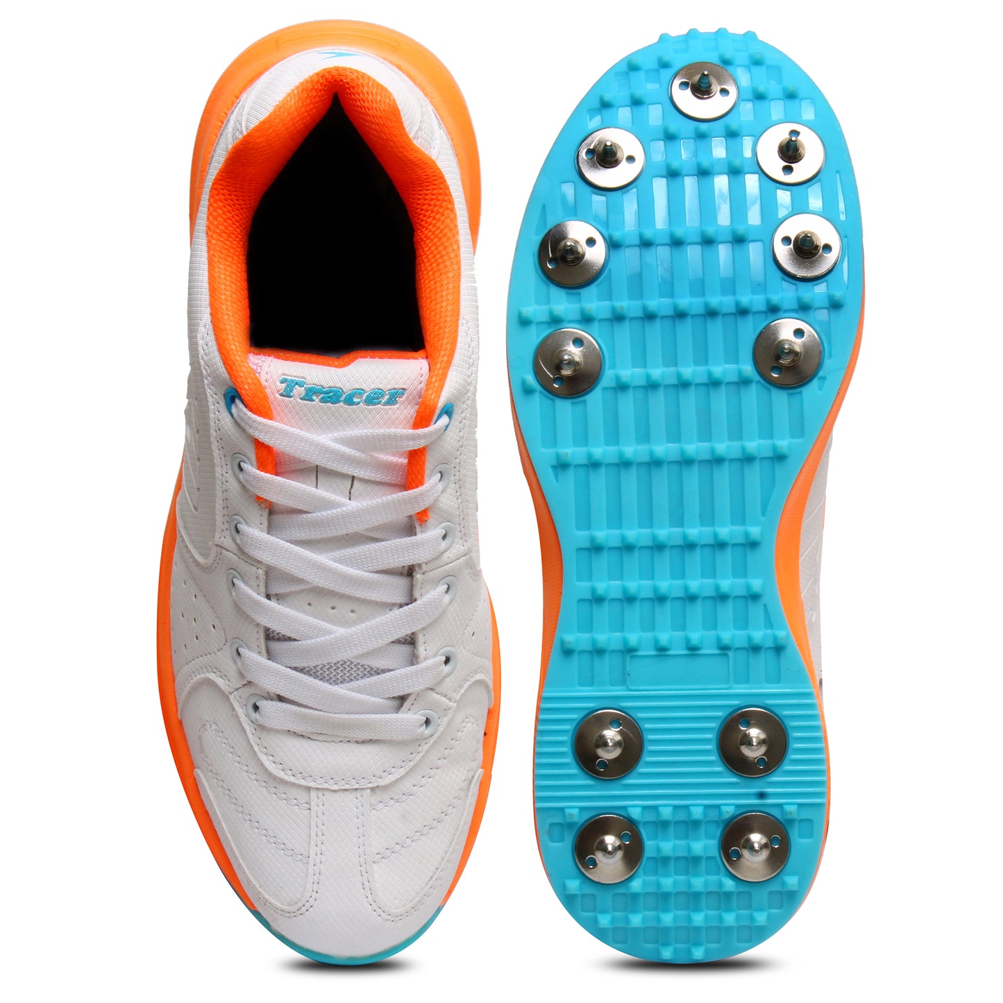 Cricket Shoes White Orange