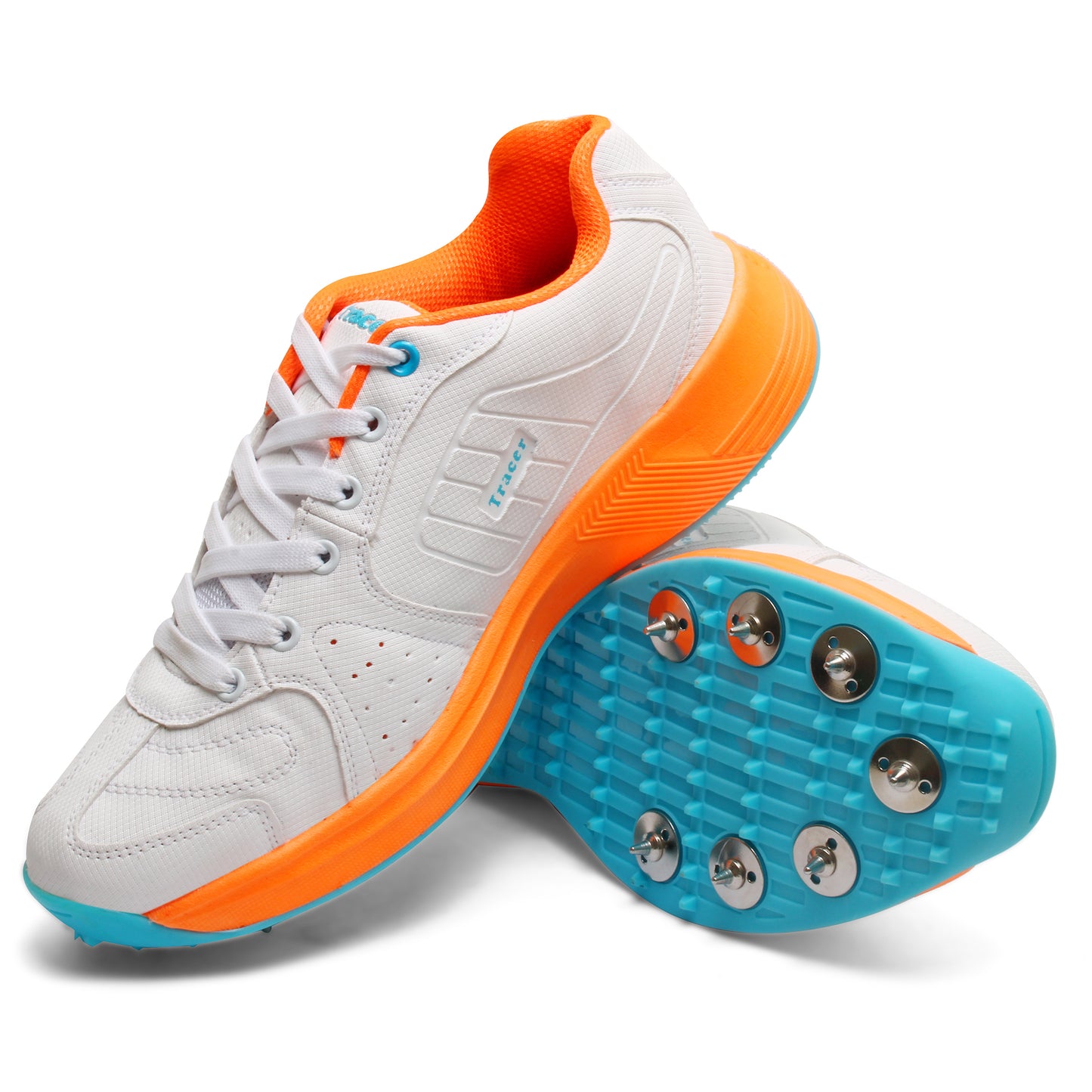 Cricket Shoes White Orange